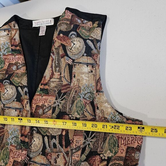 Vtg Karen Scott Tapestry Vest Womens Size 3X Americana Regency Boho Artsy - Picture 7 of 8